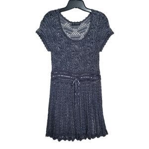 Gray Beaded Crochet Dress